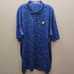 Peter Millar Summer Comfort Outlaw Performance Golf Polo Blue 2XL Custom Logo